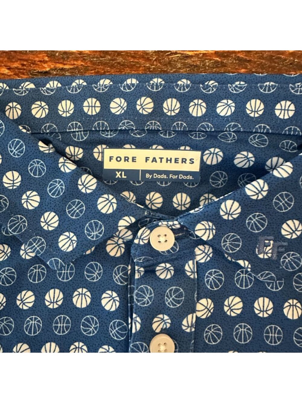 NWT, Dad & Son Fore Fathers, "Fast Breaker" Print Blue Basketball Polos XL 6/7 - Picture 6 of 9